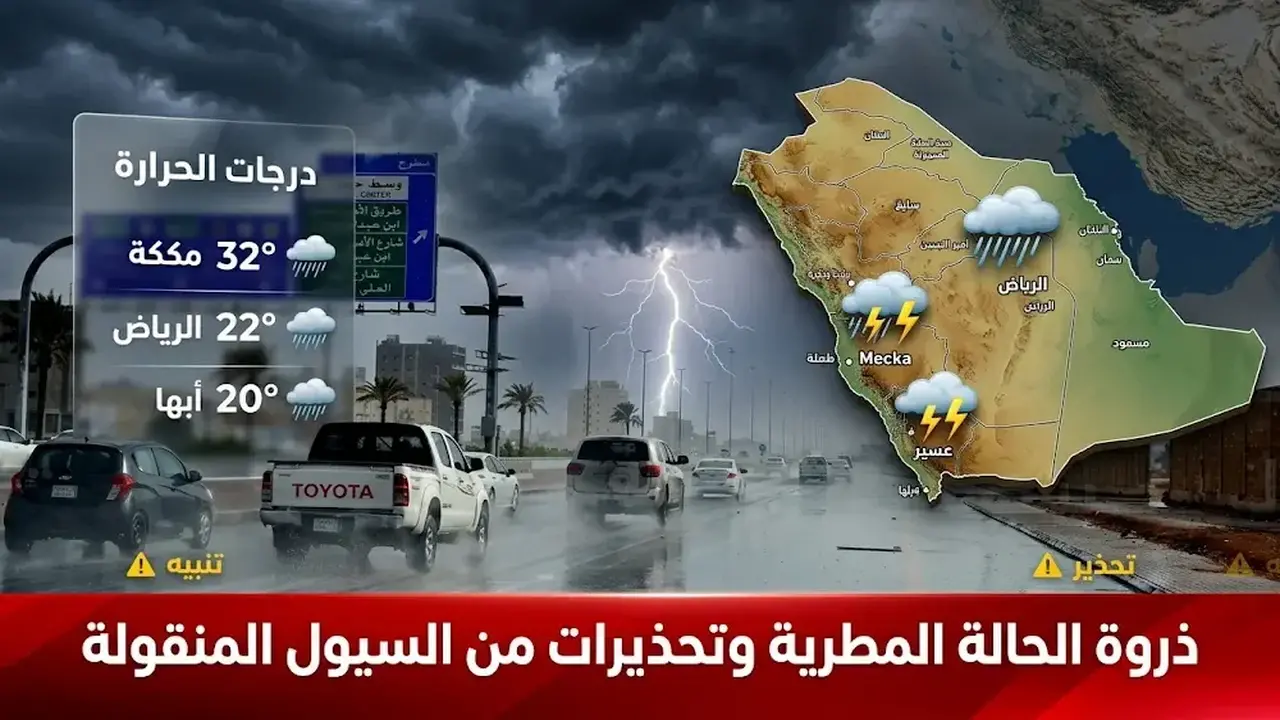 تحذيرات من سيول منقولة وأمطار رعدية غزيرة تضرب مناطق عدة في المملكة الخميس